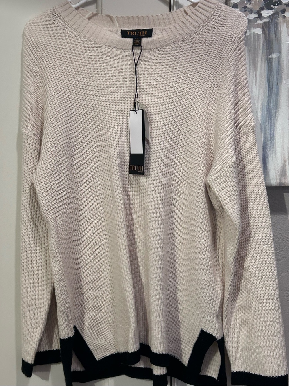 Truth by Republic NWT Black Trim Sweater